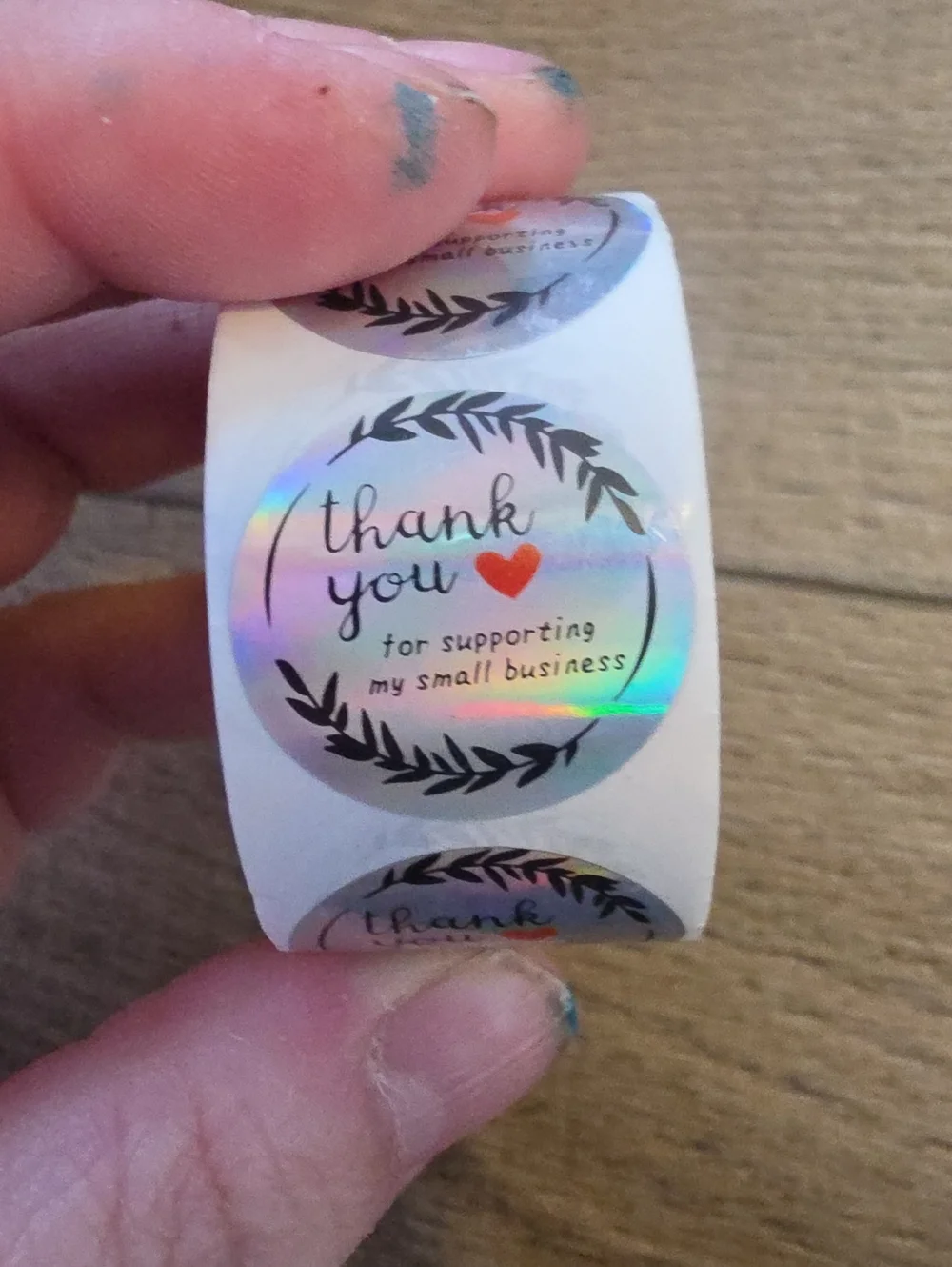 Holographic Thank You Stickers - Thank You for Supporting My Small Business